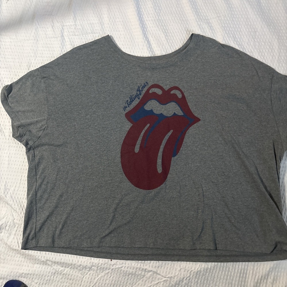 The Rolling Stones Crop Top T Shirt Rock Tee Womens Size XXL Great Shape